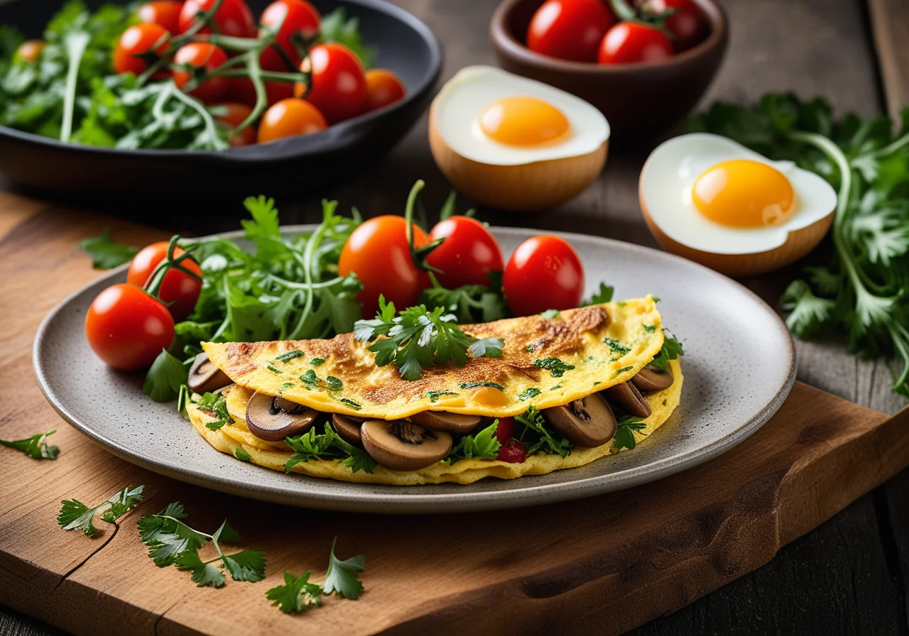 Mushroom Omelette with Feldsalat