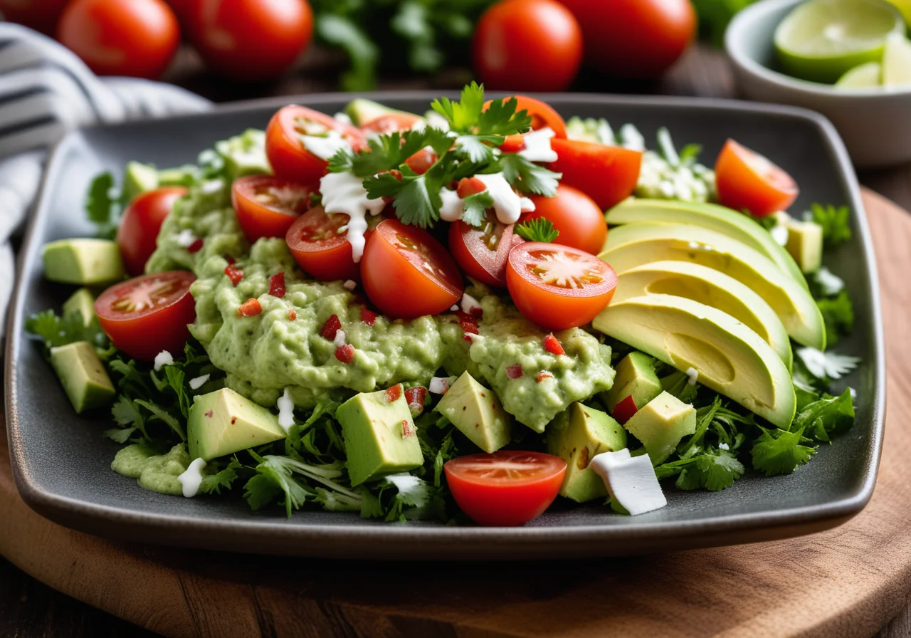 Salad with Dips and Tacos