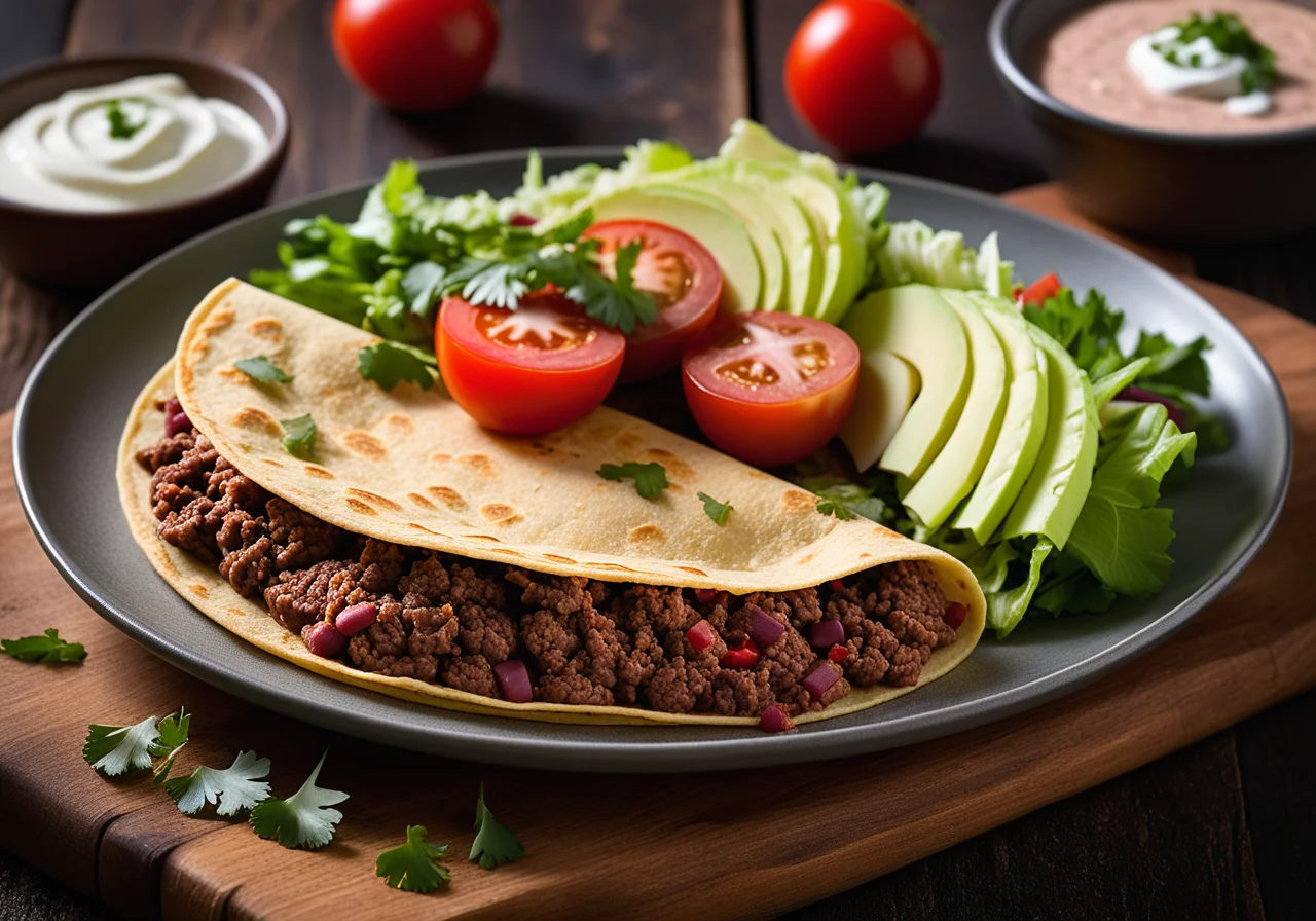 Mexican Pancakes with Ground Beef and Red Beans