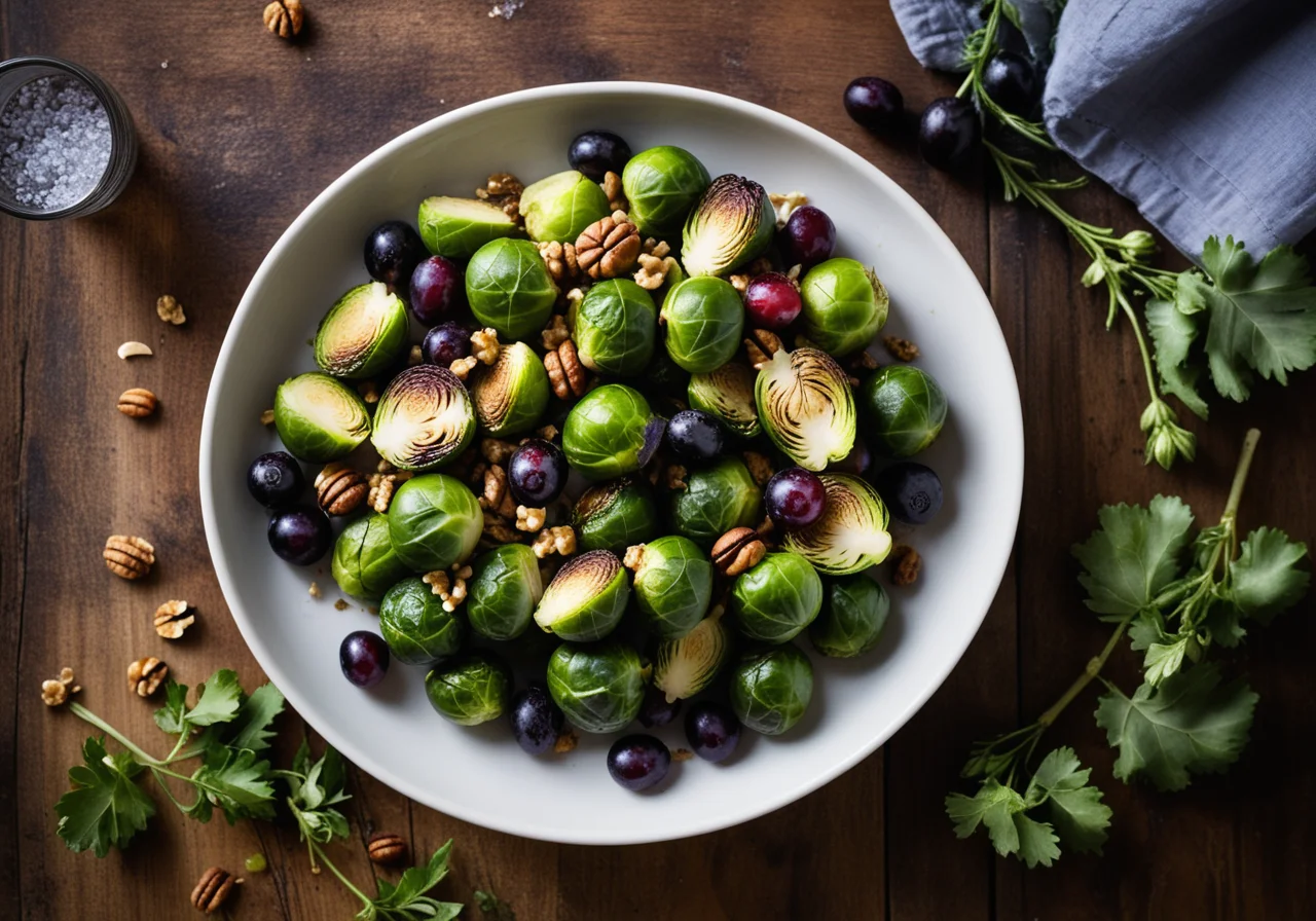 Roasted Brussels Sprouts with Grapes and Walnuts