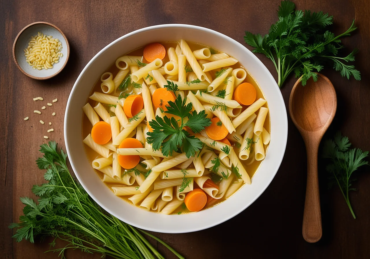 Alphabet Pasta in Vegetable Broth
