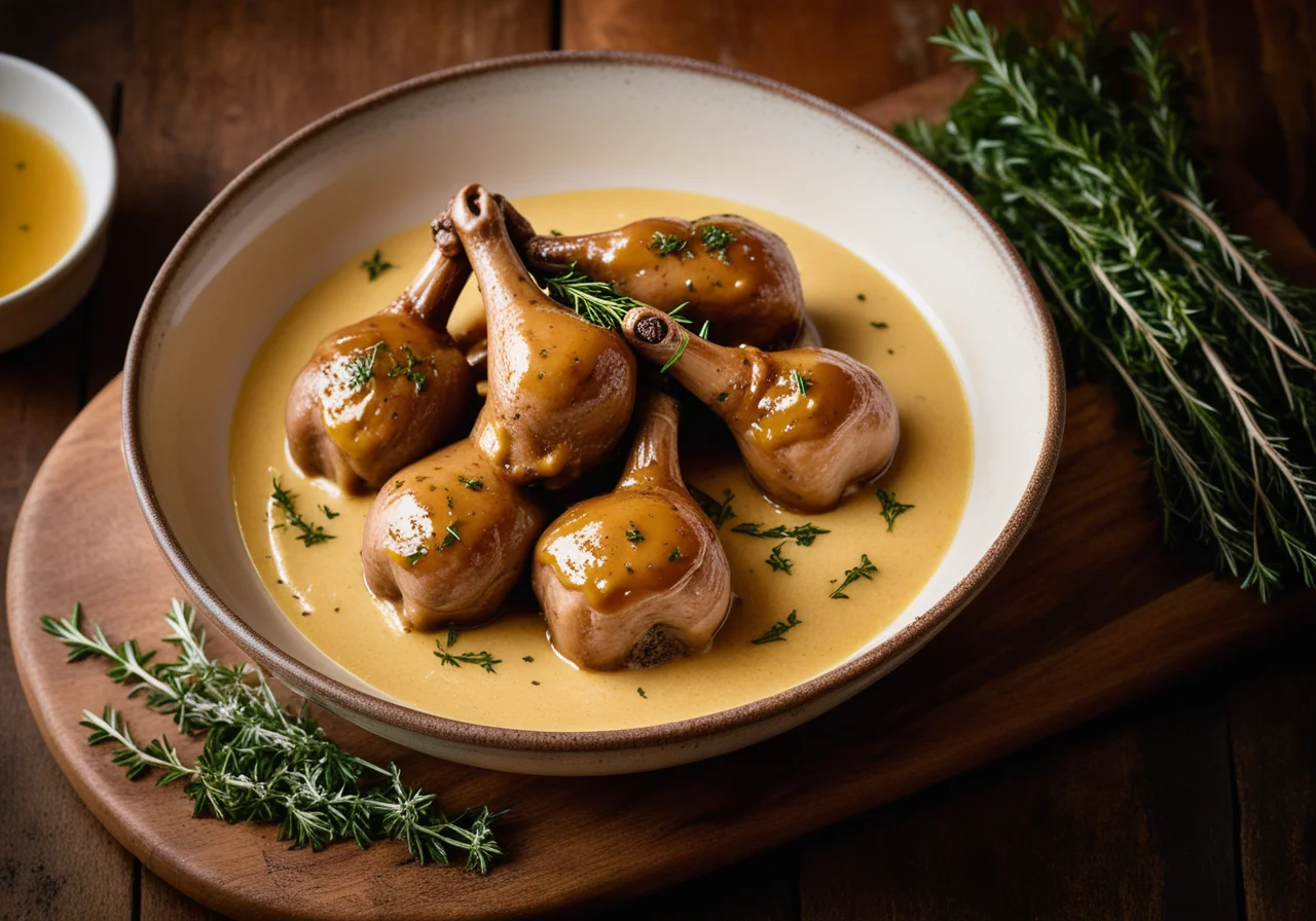 Braised Rabbit with Mustard Sauce