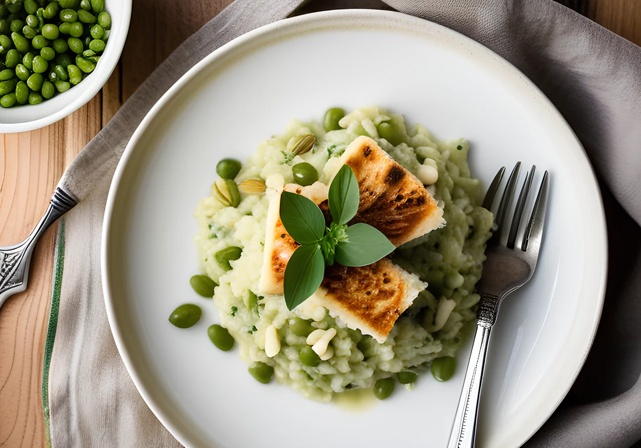 Wild Garlic and Pea Risotto with Goat Cheese