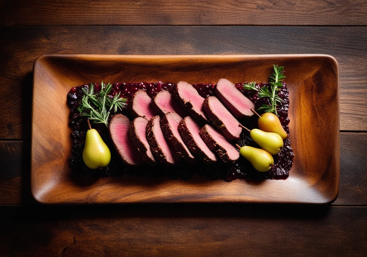 Crusted Venison Steaks with Pear