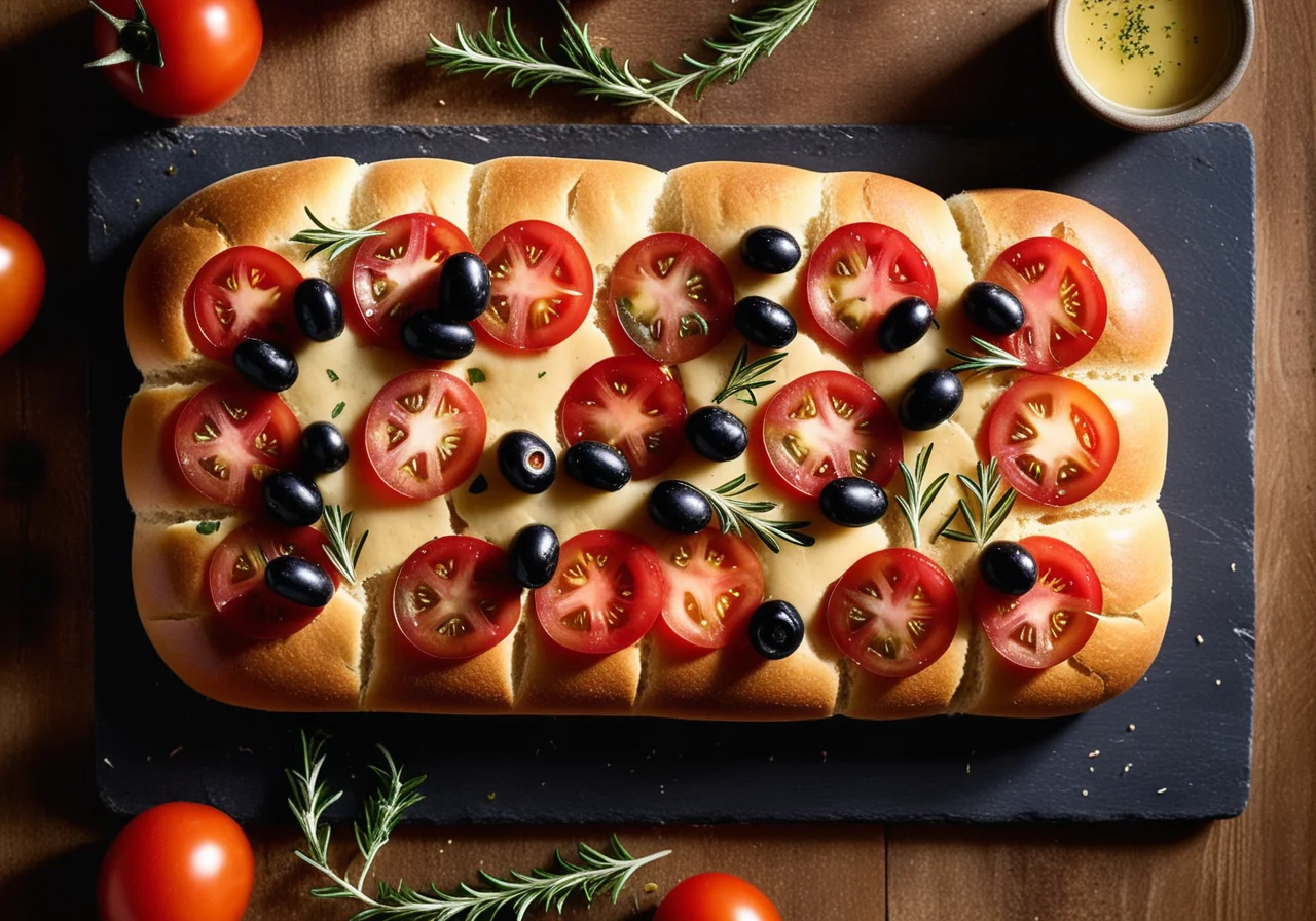 Focaccia with Tomatoes and Olives