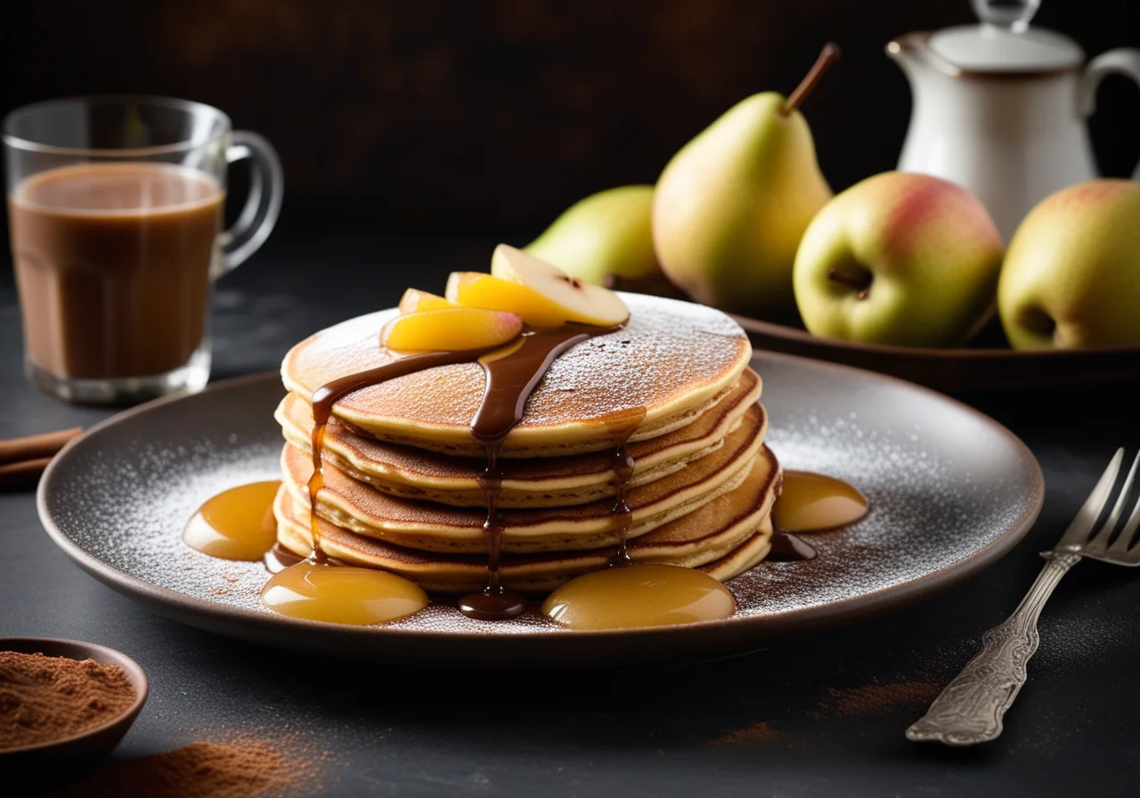 Chocolate Pancakes with Pear Filling