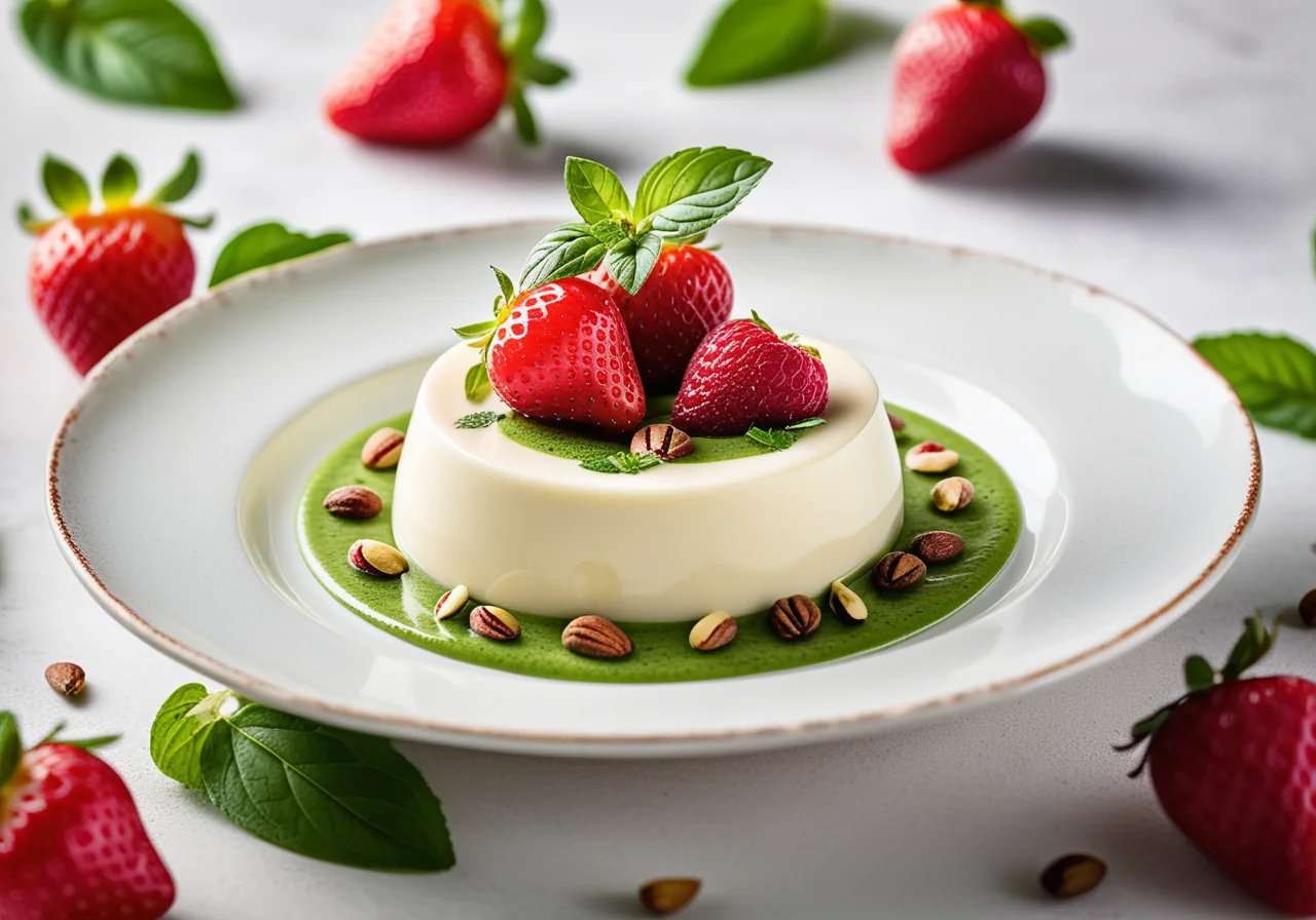Panna cotta with Basil and Pesto