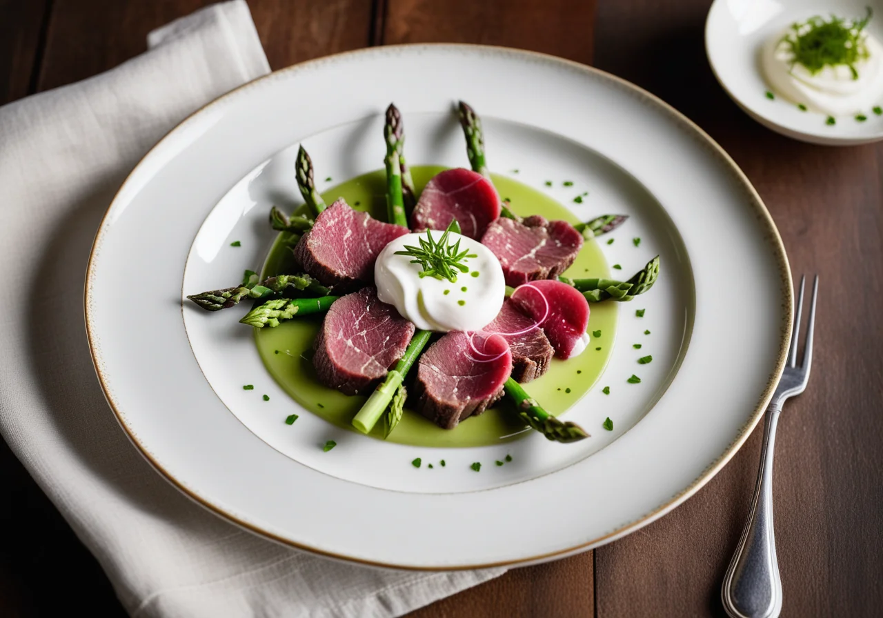 Carpaccio from Beef with Asparagus Terrine