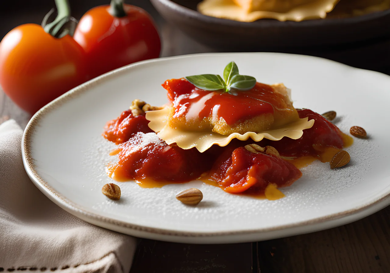 Pan‑fried Ravioli with Tomato Sauce
