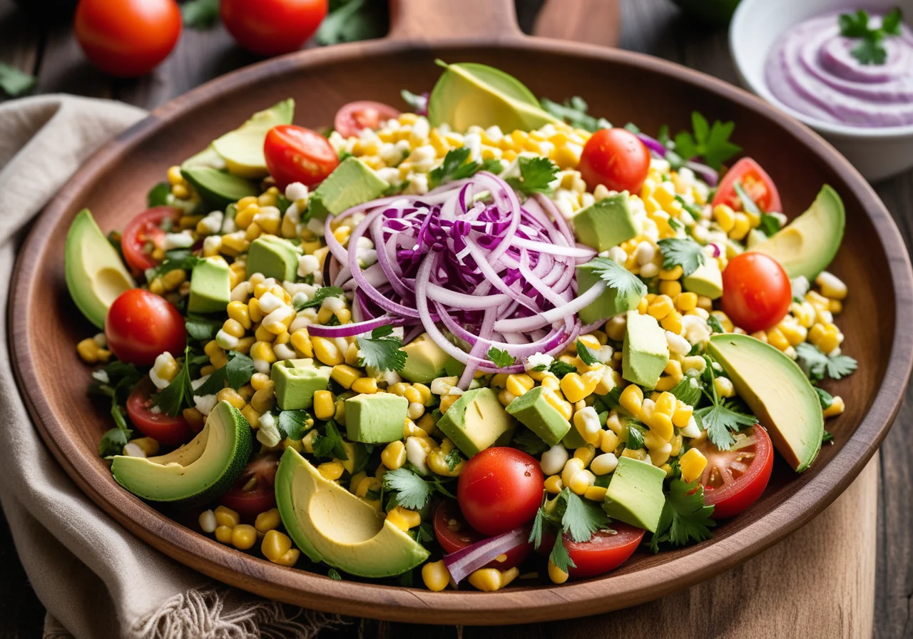 Corn and Bean Salad with Avocado Cream