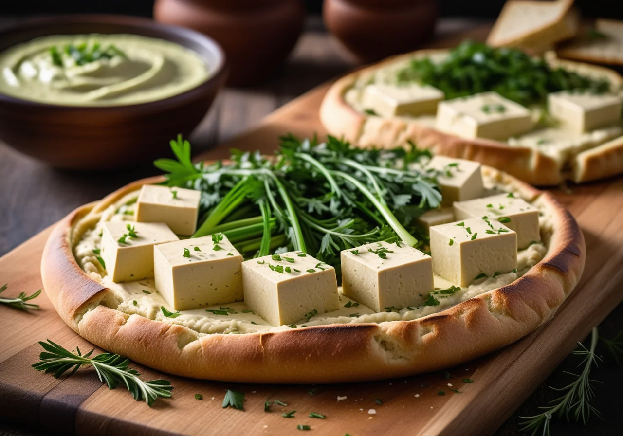 Veggie Flammkuchen with Leek and Tofu