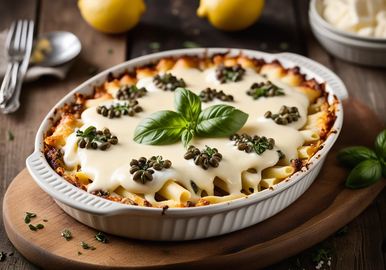 Macaroni Gratin with Tuna and Capers