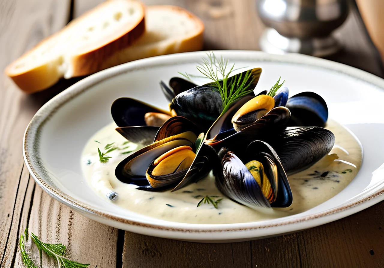 Mussels in Garlic Cream Sauce