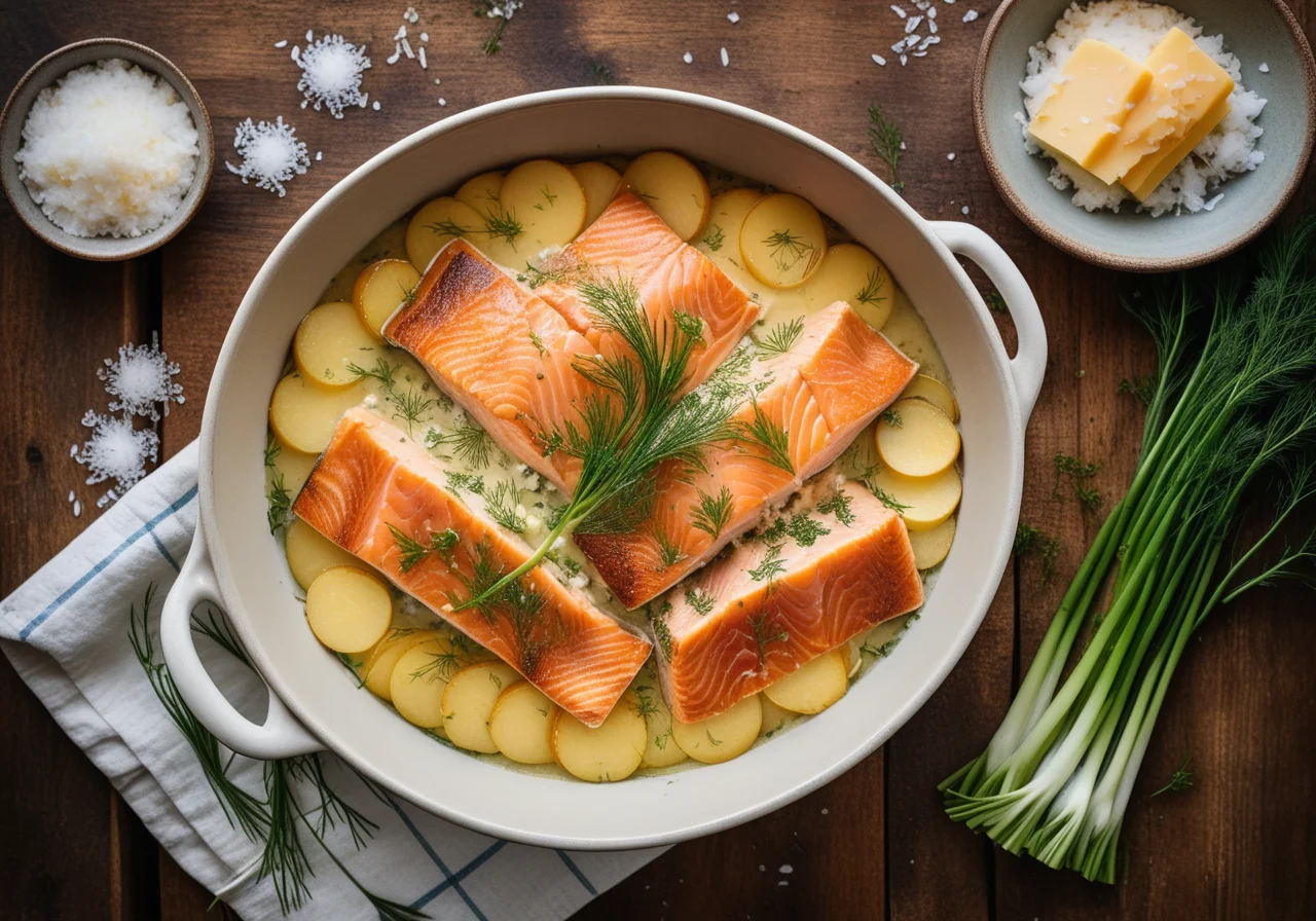Spring Onion Salmon Casserole