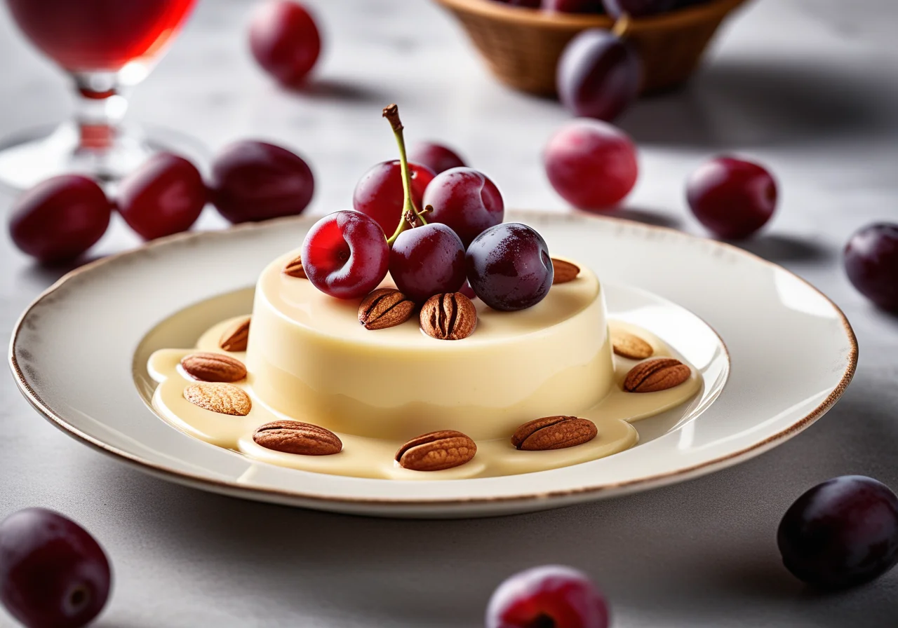 Quince Cream with Grapes