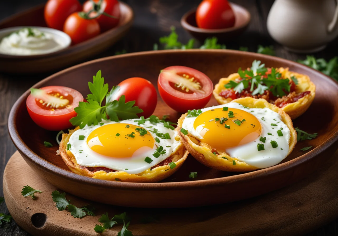 Omelette with Onion, Coriander and Tomato Chutney