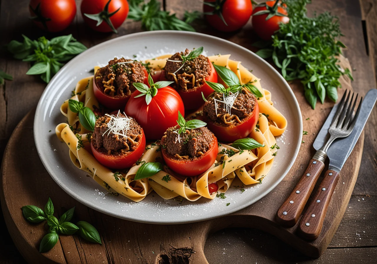 Stuffed Beef Tomato with Pasta