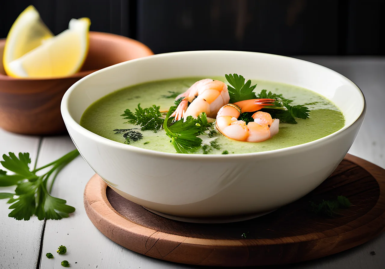 Broccoli Soup with Cream and Shrimp