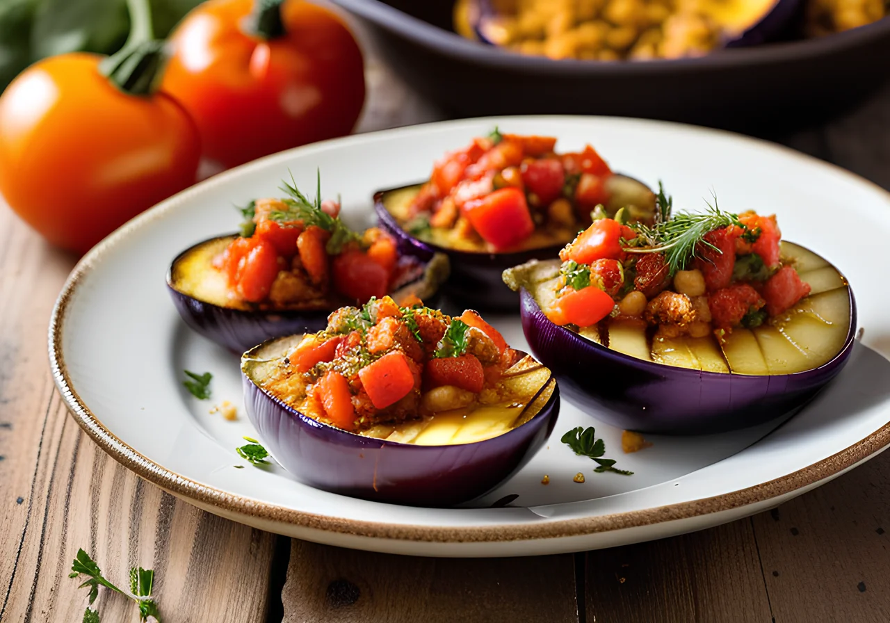 Stuffed Eggplants with Tomatoes and Feta