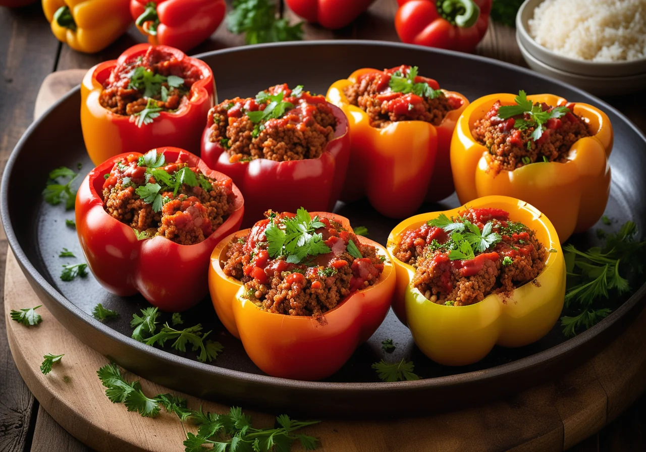 Bell Peppers with Ground Meat Filling