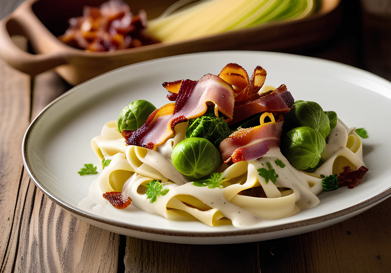 Pasta with Brussels Sprouts and Bacon