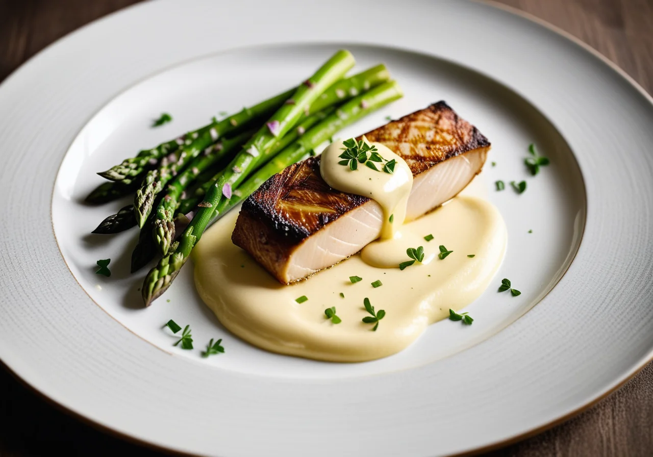 Steinbutt with Potato Cream and Asparagus