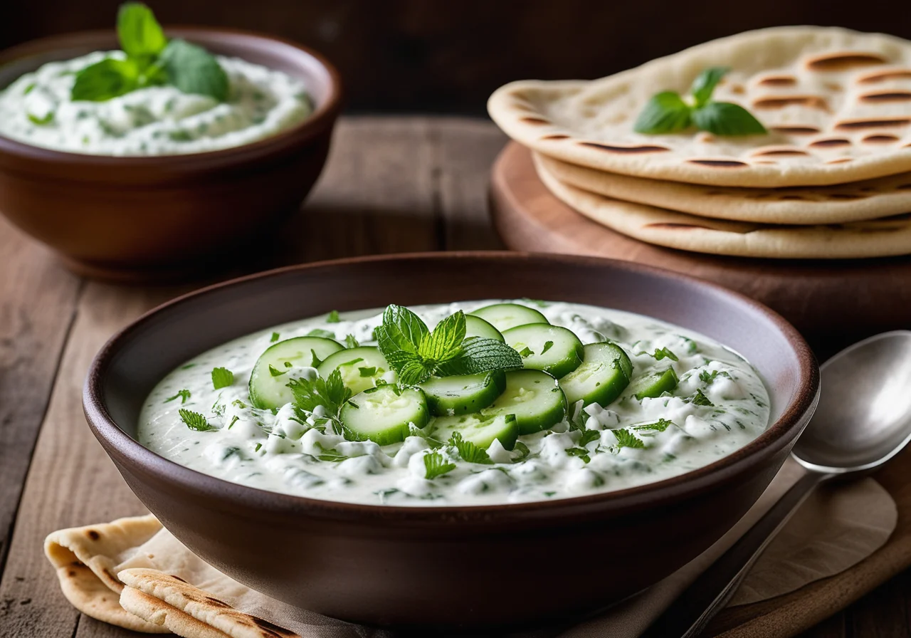 Cucumber Raita with Flatbread