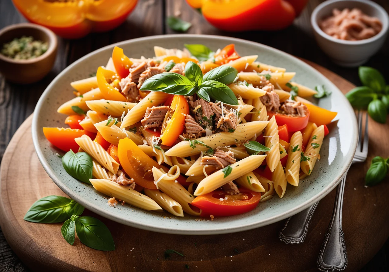 Pasta with Tuna and Bell Peppers