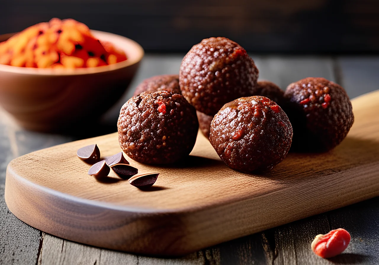 Hirse Energy Balls with Goji Berries and Chocolate Drops