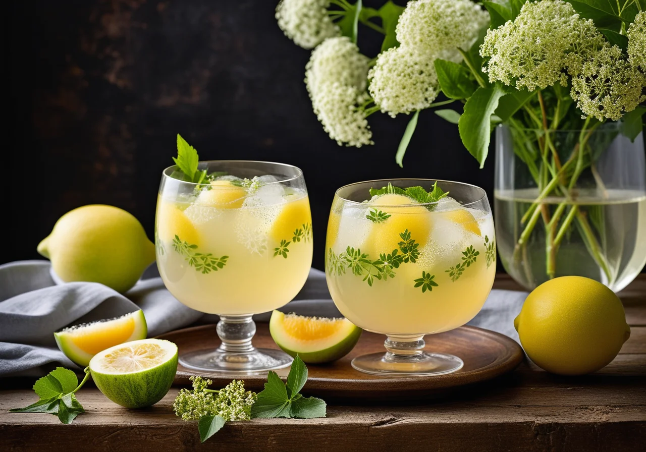 Elderflower Punch with Melon Balls