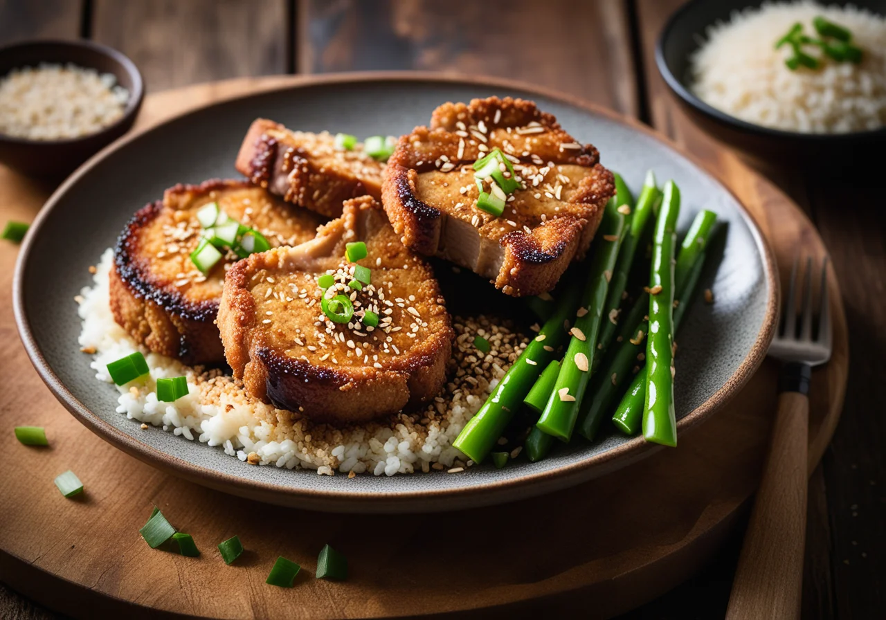 Pork Chops with Panko Crust and Soy Sauce