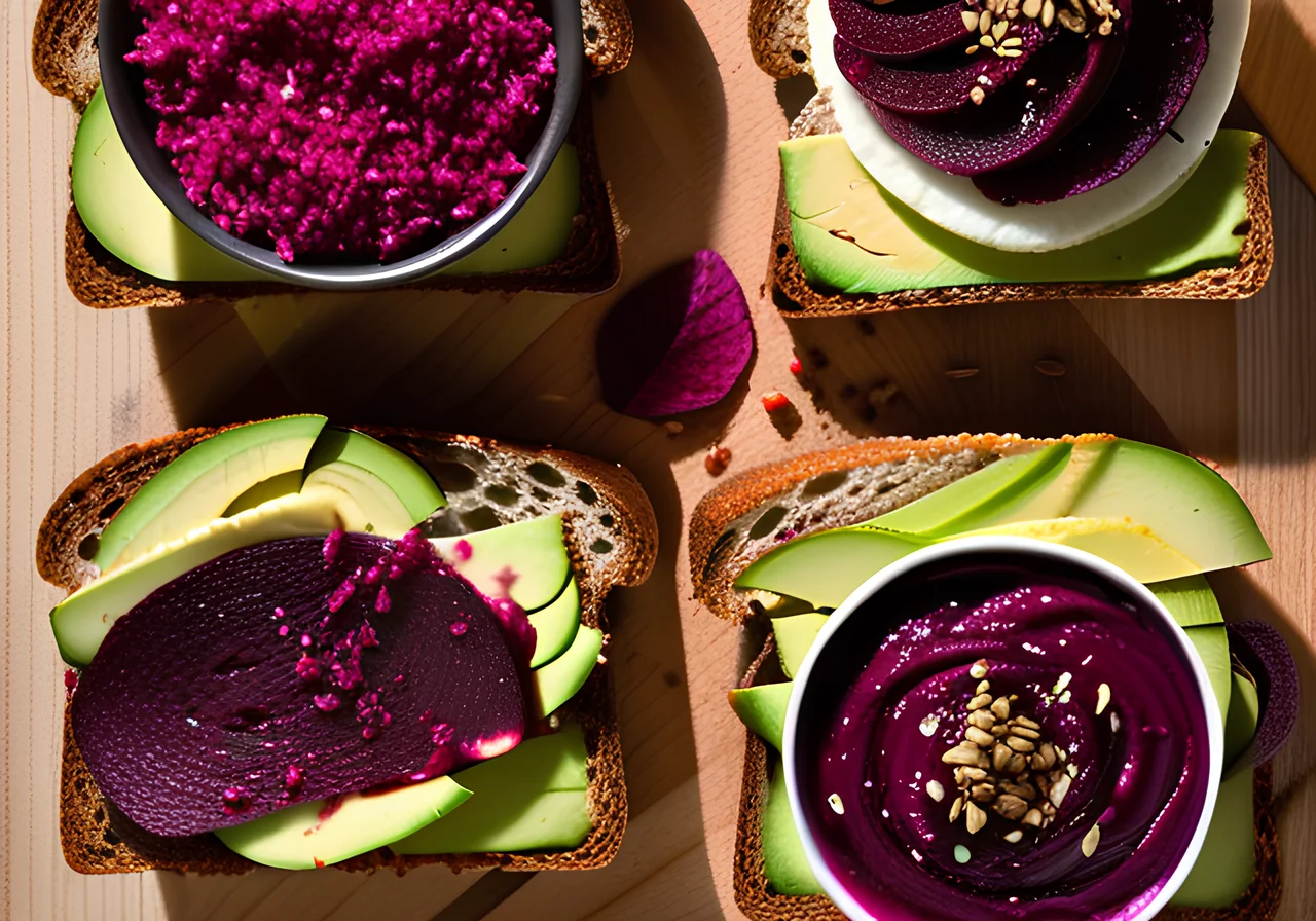 Rye Breads with Avocado and Beetroot Spread