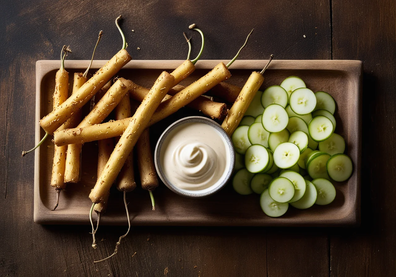 Kohlrabi in Batter with Yogurt Dip