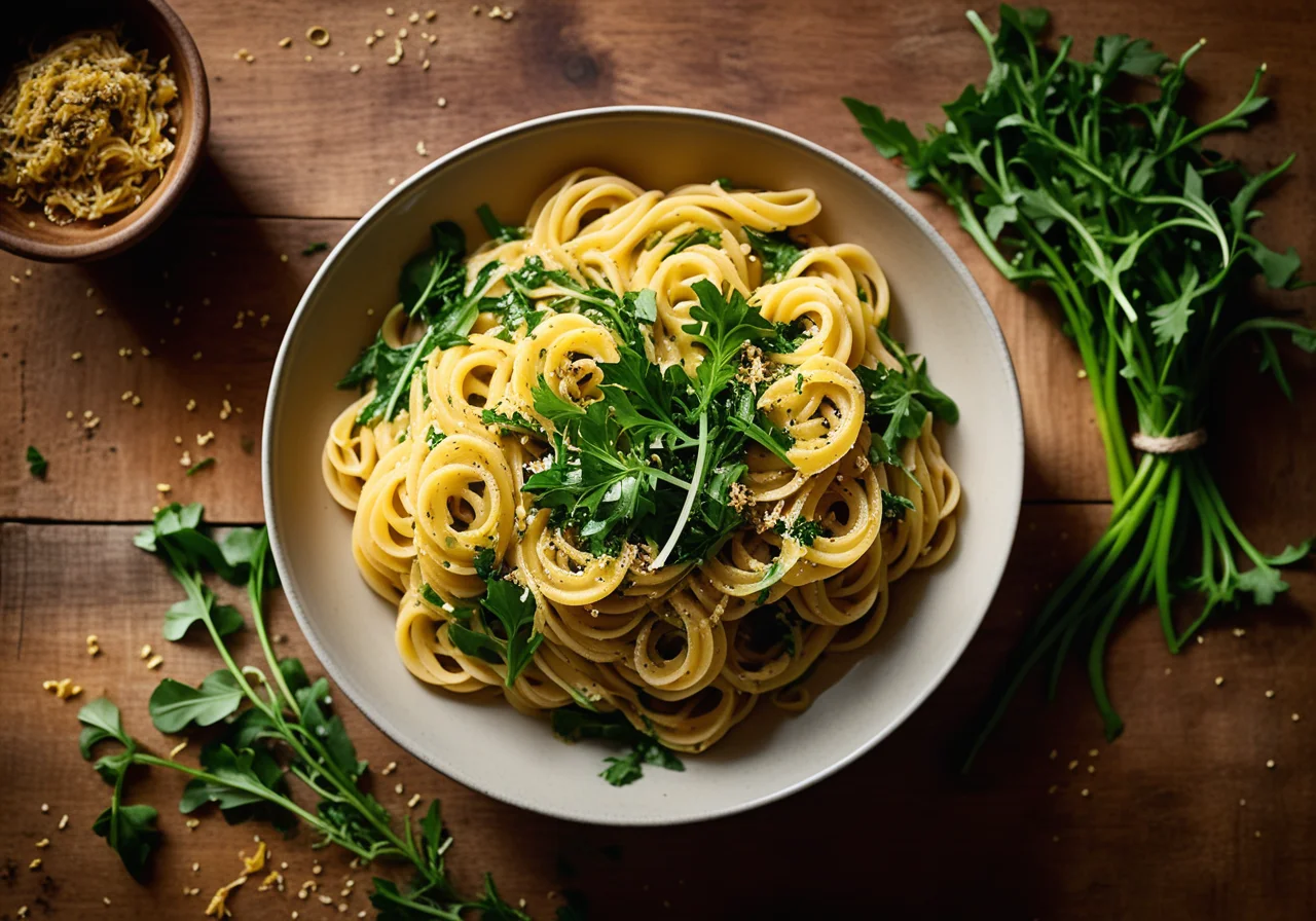 Spicy Pasta with Lemon Zest and Arugula