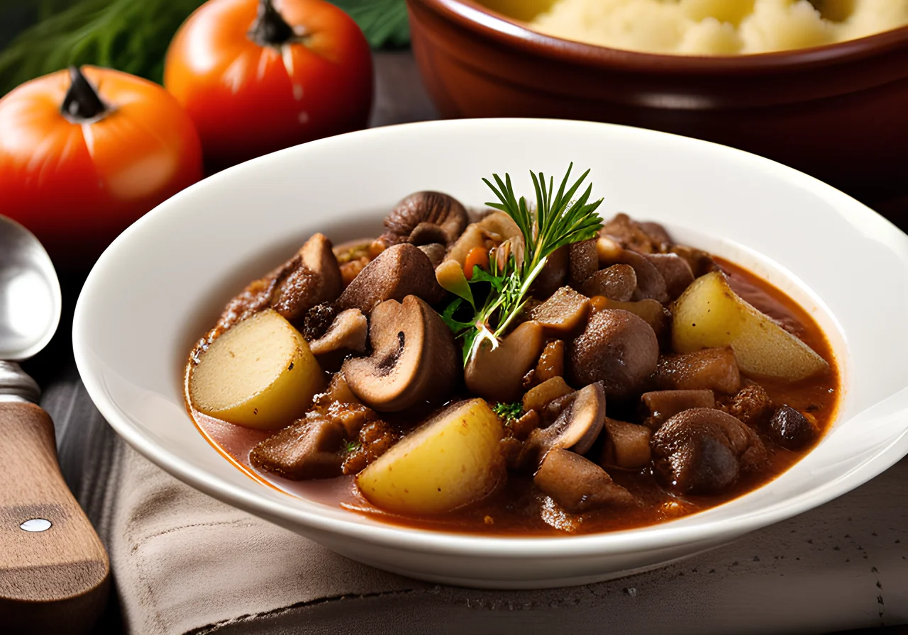 Hunter's Stew with Minced Meat, Mushrooms and Potatoes
