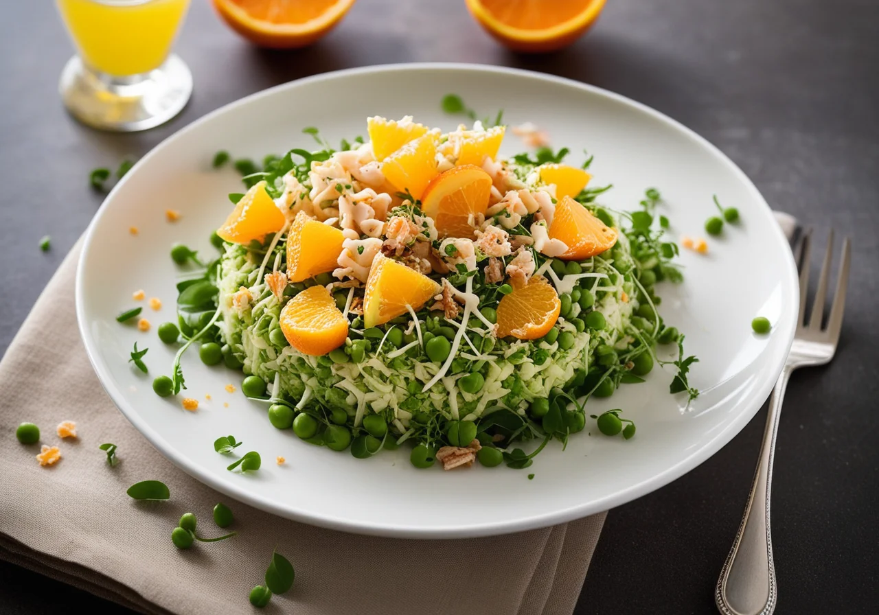 Sprout Salad with Peas and Crab Meat