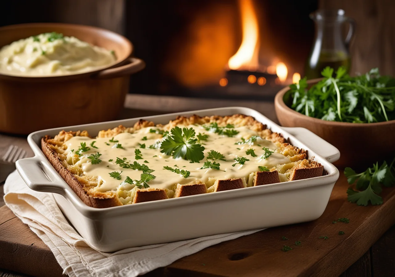 Bread Casserole with Cheese