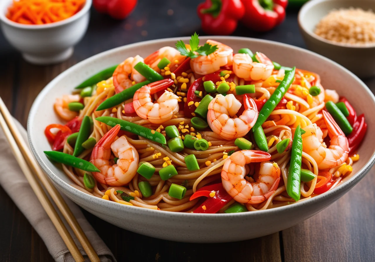 Sweet and Sour Shrimp Noodles