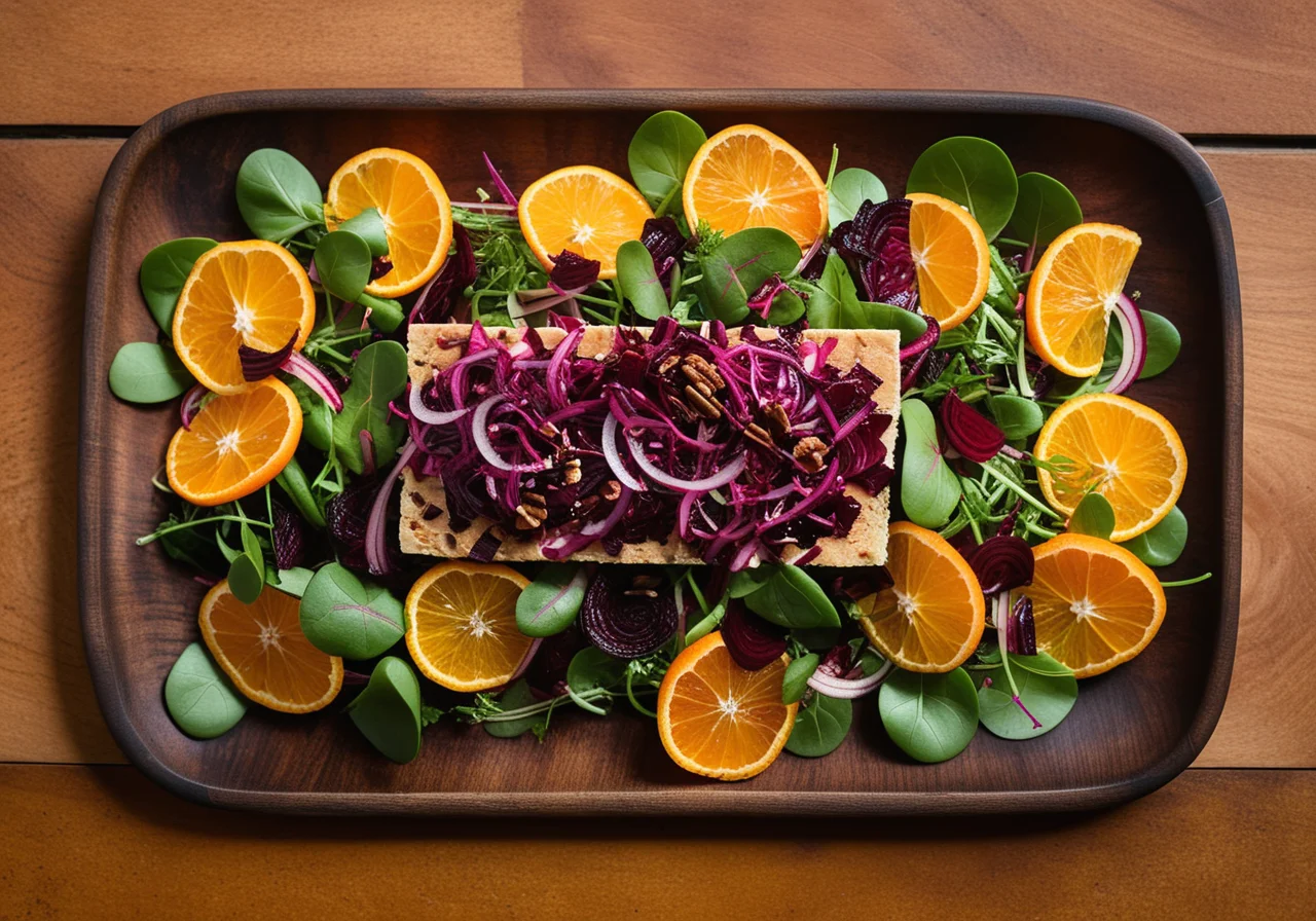 Radicchio Salad with Tempeh and Red Beet