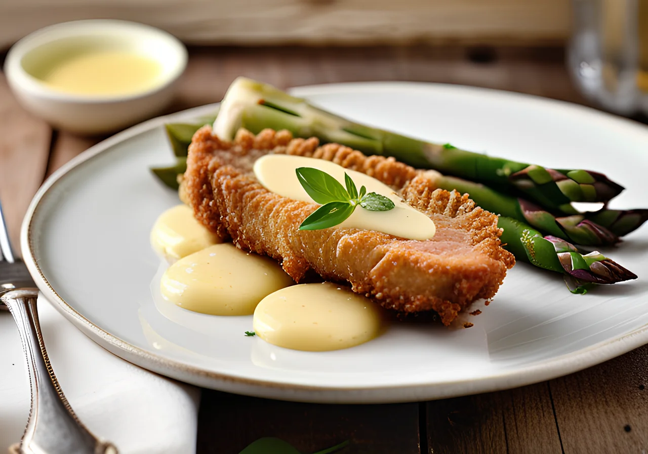 Schnitzel with Parmesan Crust and Asparagus
