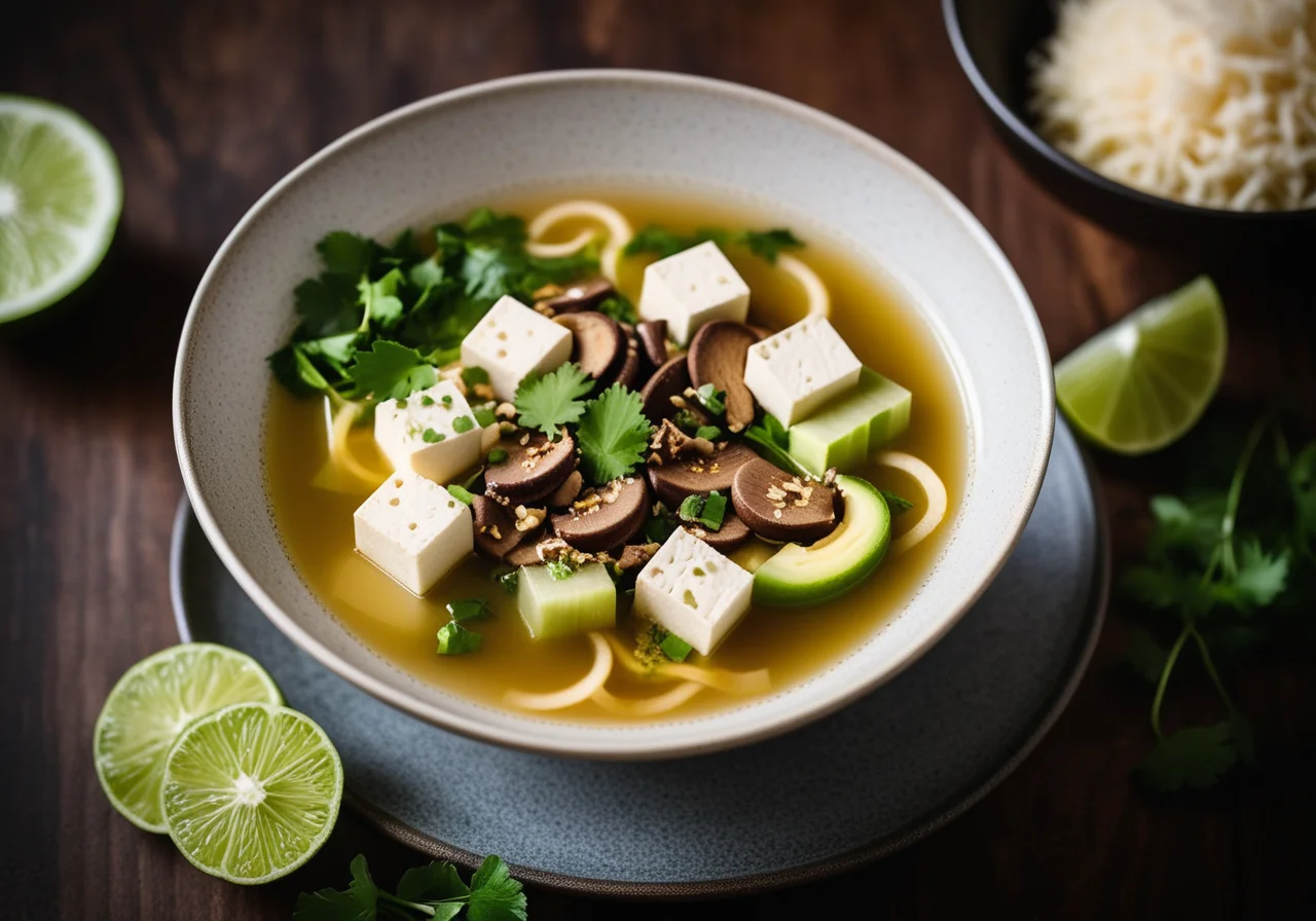 Fiery Lime Soup with Mushrooms and Tofu