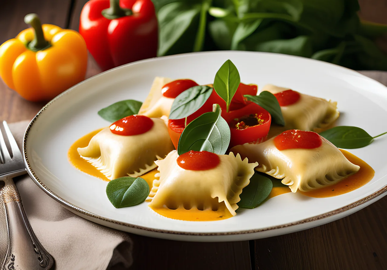 Paneer-Filled Ravioli with Toast and Sauce