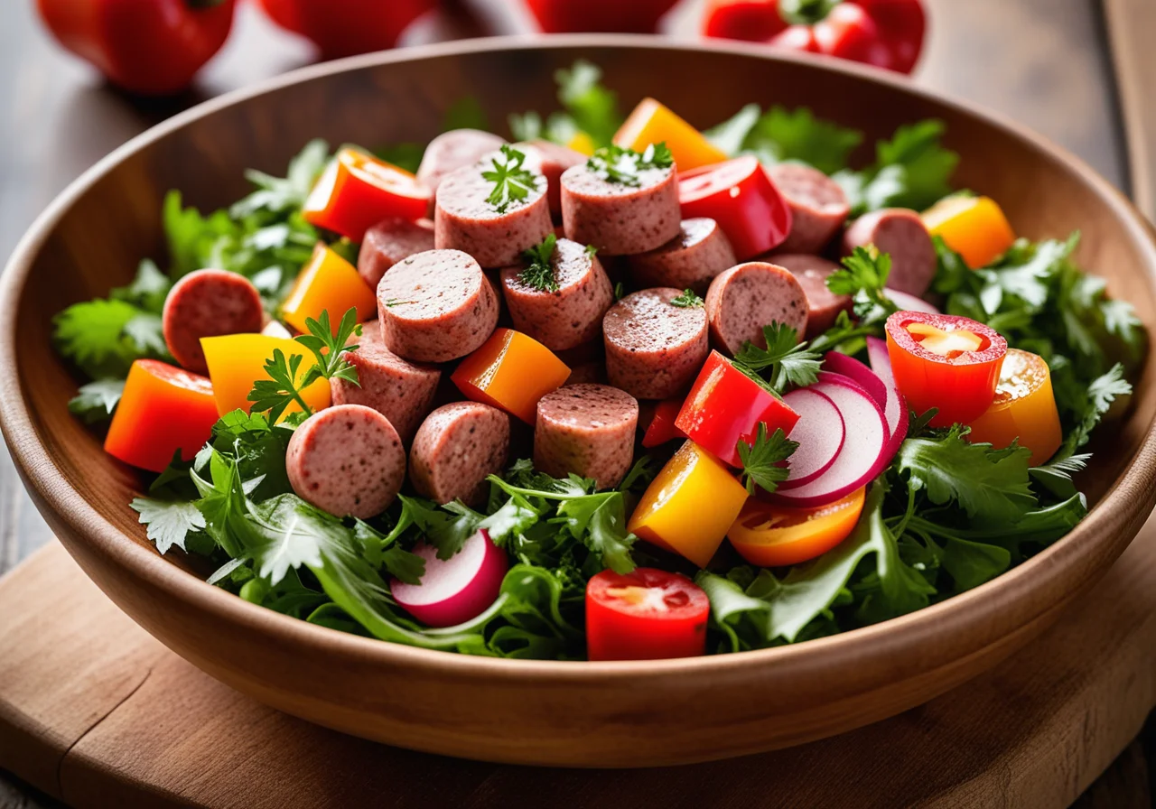Paprika-Wurstsalat