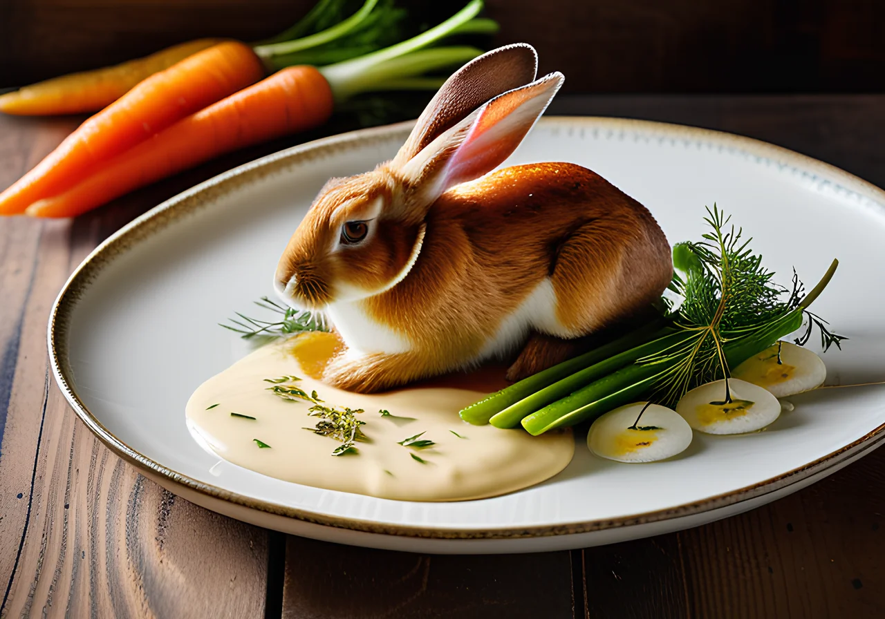Rabbit Roast with Vegetable Cream Sauce