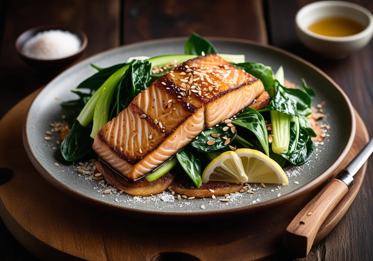 Fried Salmon with Pak Choi