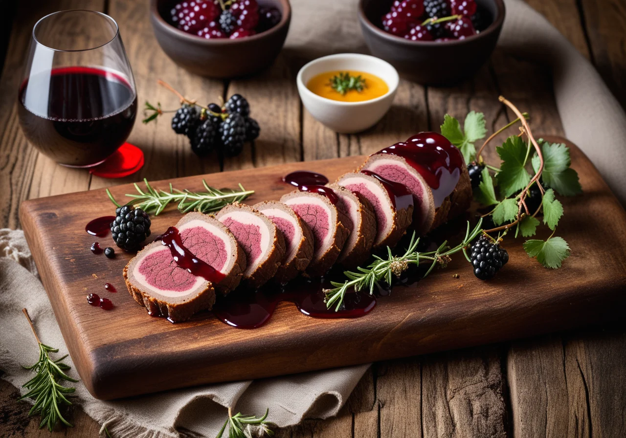 Wild Boar Roulade in Red Wine Sauce