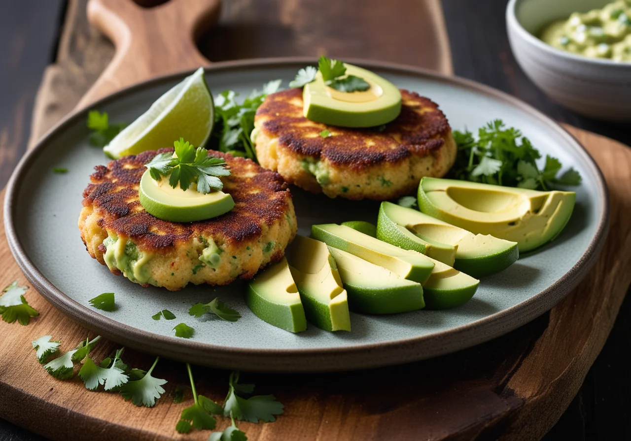 Fish Cakes with Avocado Topping