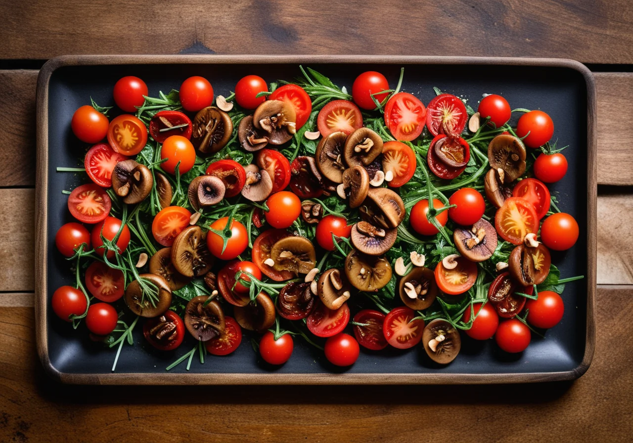 Batavia salad with cherry tomatoes and hazelnut kernels