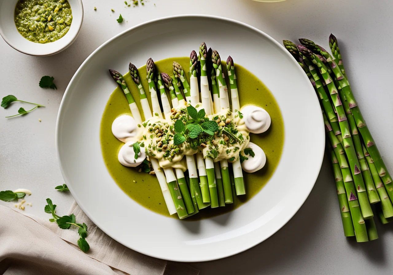 White Asparagus with Spicy Sauces