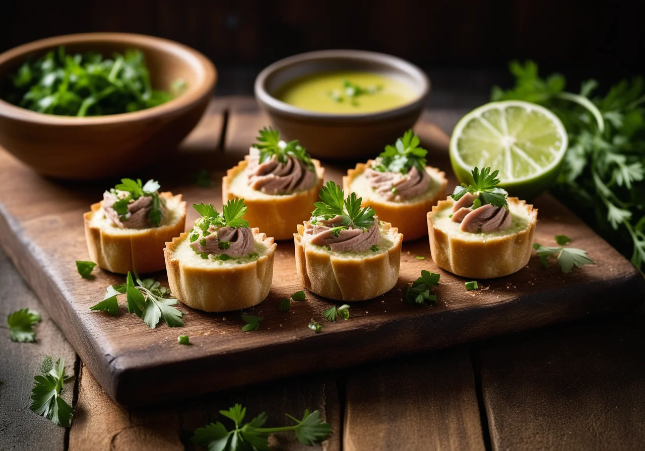 Tuna Wrapped in Dough with Dip